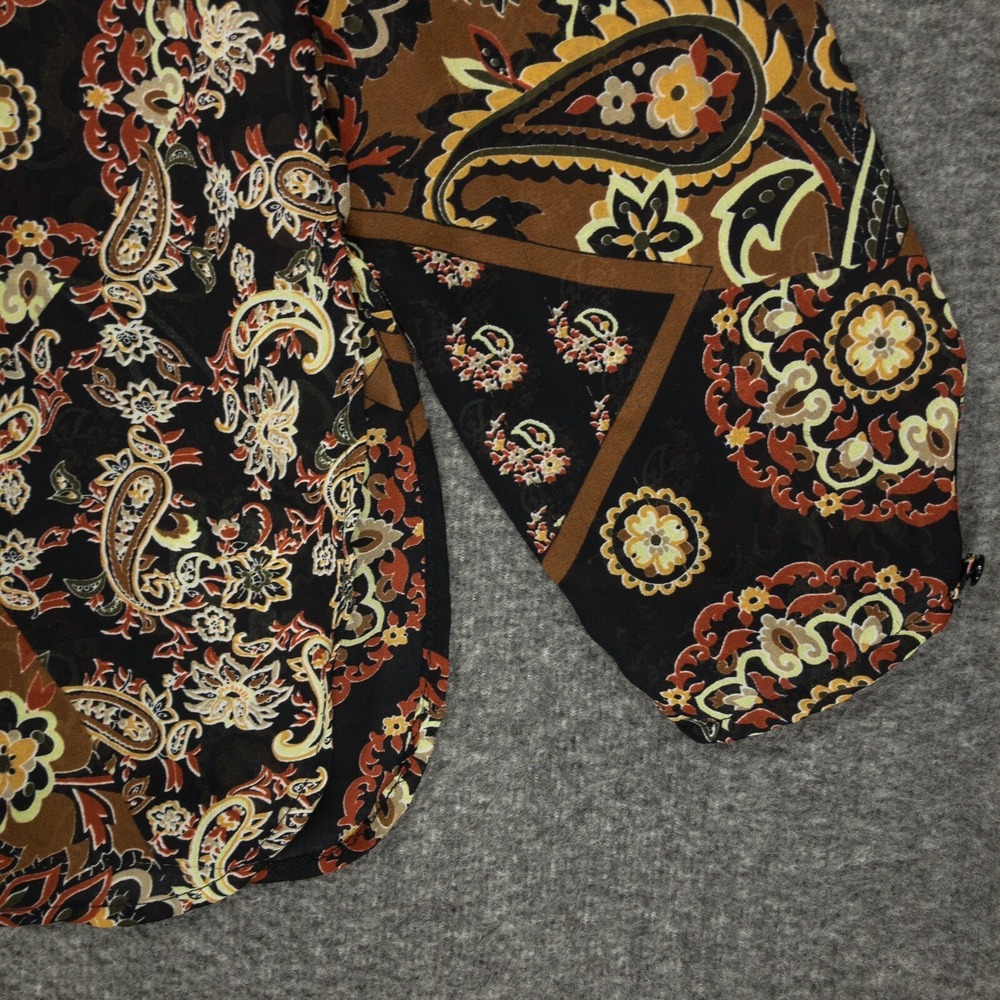 Y2K White Stag Sheer Brown Black Paisley Button Up Blouse Women's Size Medium - Picture 4 of 15